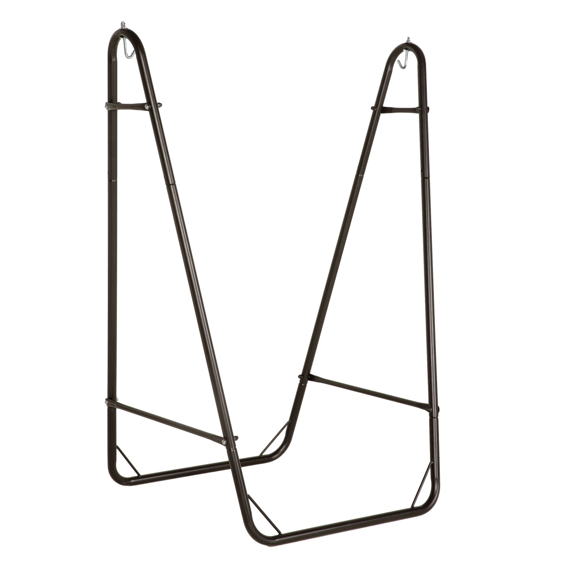 Outsunny Patio Hammock Chair With U Shape Stand, Outdoor Hammock Swing Hanging Lounge Chair With Side Pocket, Brown Cream White White Steel