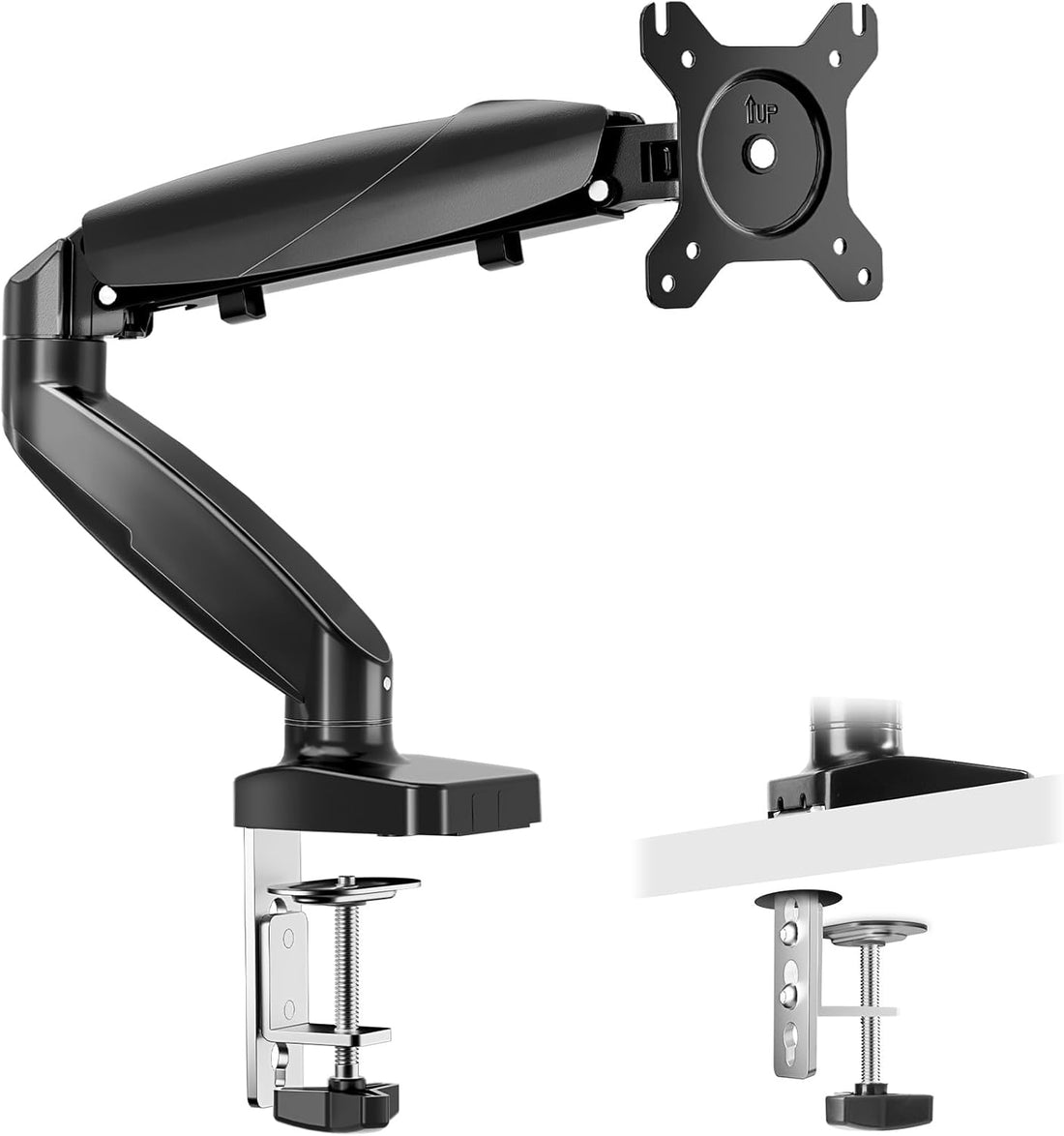 Single Monitor Stand Arm, 13'' To 32'' Adjustable Desk Monitor Mount, Black Black Steel