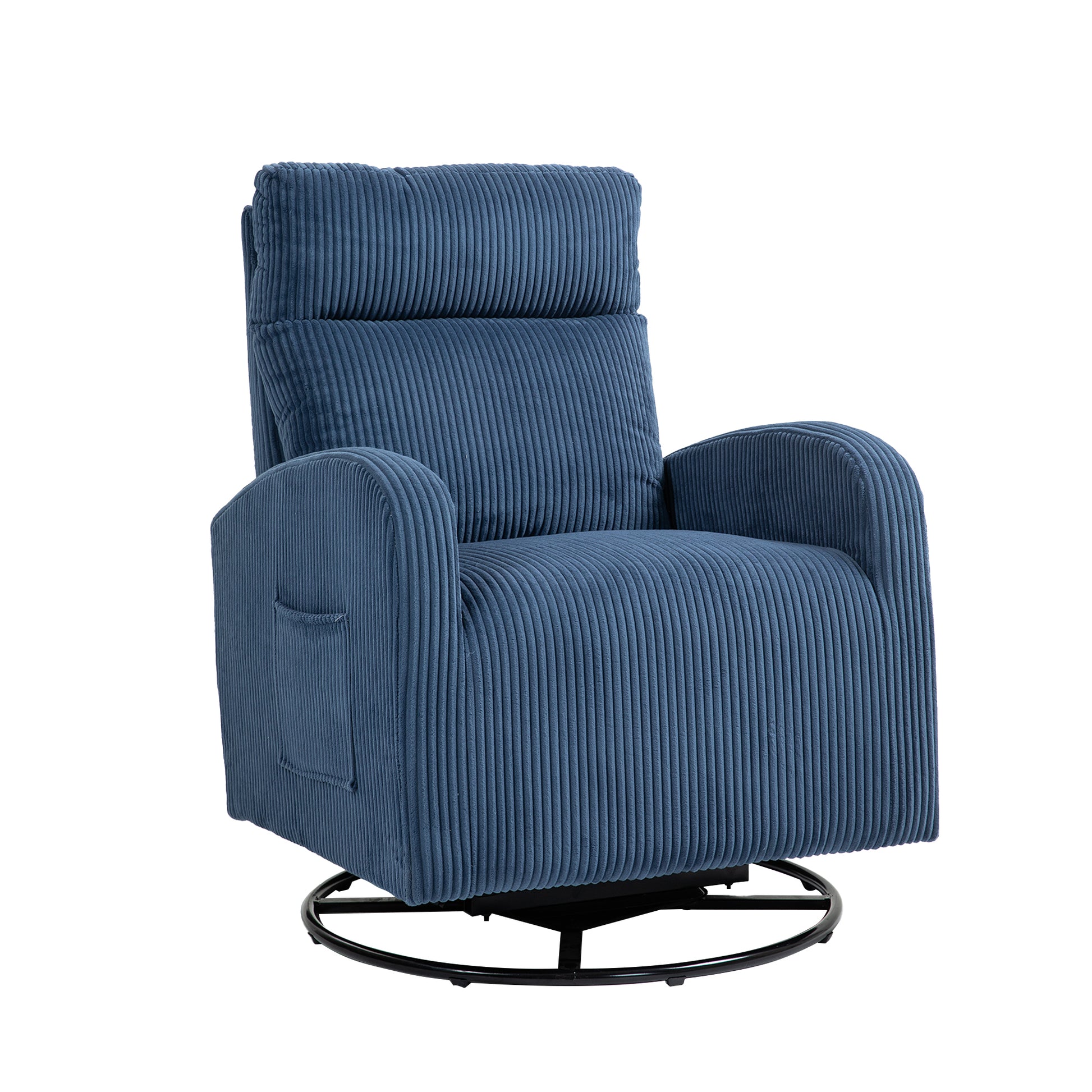Jiada Upholstered Swivel Glider.Flannel Fabric.Rocking Chair For Nursery In Navy Blue.Modern Style One Left Bag Navy Blue Primary Living Space Foam Fabric Metal
