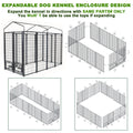 Outdoor Dog Kennel, 8' X 6' X 4' With Waterproof Heavy Duty Metal Dog Cage,Large Size W Rotate Feeding Doors & Upgraded Canopy For Medium Big Dog Grey Outdoor Kennel Metal