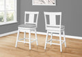 Bar Stool, Set Of 2, Swivel, Counter Height, Kitchen, White Wood, Grey Leather Look, Transitional White Foam Solid Wood