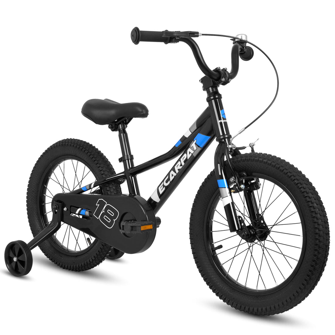 A18117 Ecarpat Kids' Bike 18 Inch Wheels, 1 Speed Boys Girls Child Bicycles For 3 5Years, With Removable Training Wheels Baby Toys, Front V Brake, Rear Holding Brake Black Cute Polyurethane Foam 3 To 4 Years Carbon Steel Outdoor