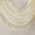 Diamond Sheer Embroidered Waterfall Valance Ivory 38X46
