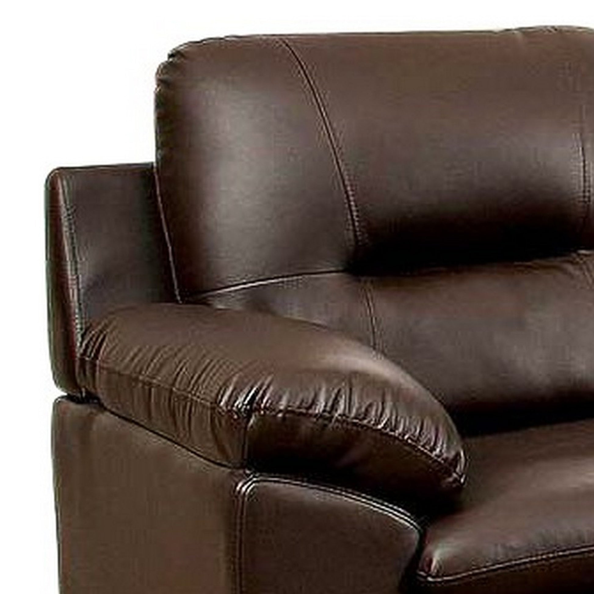 Contemporary Sofa Inwith Tufted Back, Brown Brown Leather