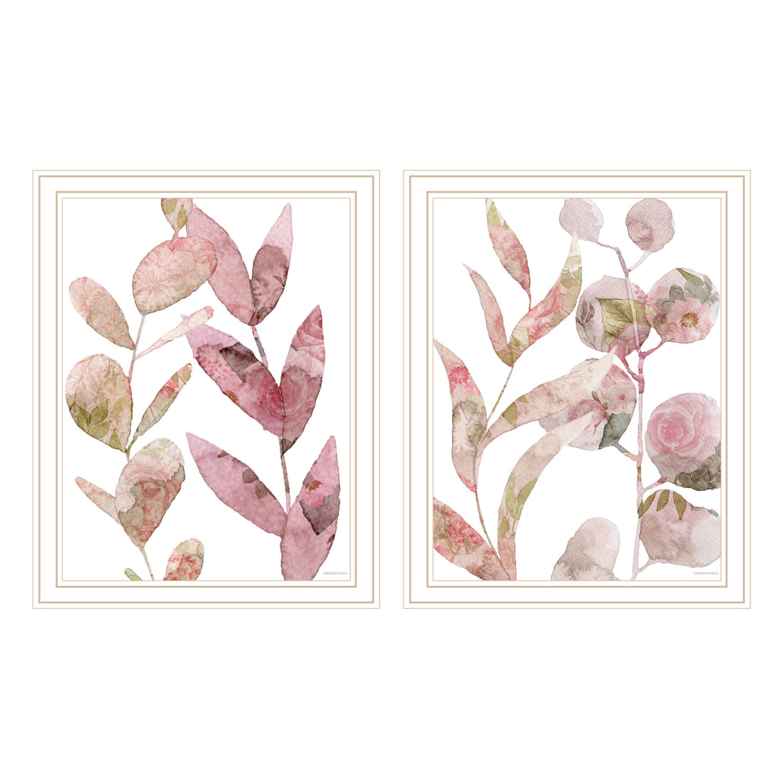 2 Piece Vignette Meadow Flora Botanicals I & Ii Framed Wall Art For Living Room, Abstract Wall Art Print For Home Decor, Bedroom Wall Art By Bluebird Multicolor Wood Paper