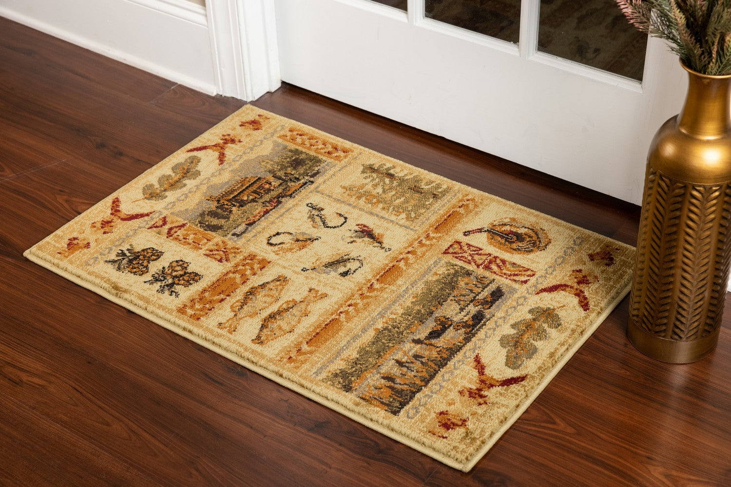 Woodland Gc Rst5602 Cream 2 Ft. 7 In. X 7 Ft. 3 In. Lodge Area Rug Cream Polypropylene