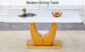 Modern Simple Luxury White Imitation Marble Decorative Glass Dining Table, Golden Legs, Rectangular Desk. A Computer Desk. Games Table, Dining Room, Living Room, Terrace, Kitchen. Gold White Mdf