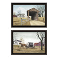 2 Piece Vignette Miller'S Creek Bridge, Going To Market Black Framed Wall Art For Living Room, Bedroom Wall Art Print For Home Decor By Billy Jacobs Multicolor Wood Paper