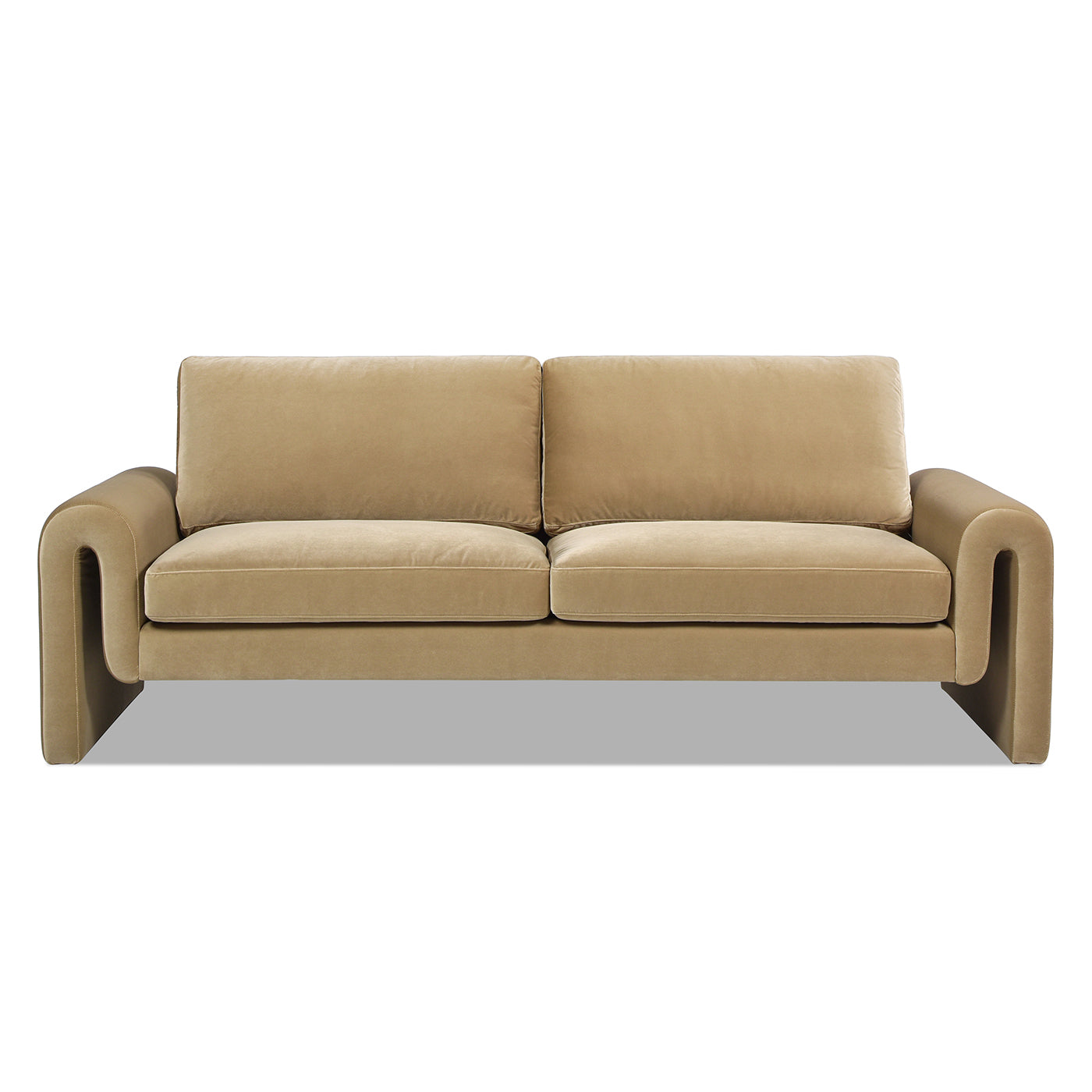 Mason 85" Arched Arm Sofa, Camel Brown Beige Performance Velvet Beige Foam Velvet 3 Seat