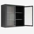 Retro Style Wall Mounted Cabinet Table Top Storage Cabinet With Hazy Glass Doors And 2 Adjustable Shelves For Bathroom Kitchen Living Room Kitchen Hallway Black Outdoor Paint, Begonia Embossed Glass Square 3 4 Shelves Powder Coated Black Primary Living