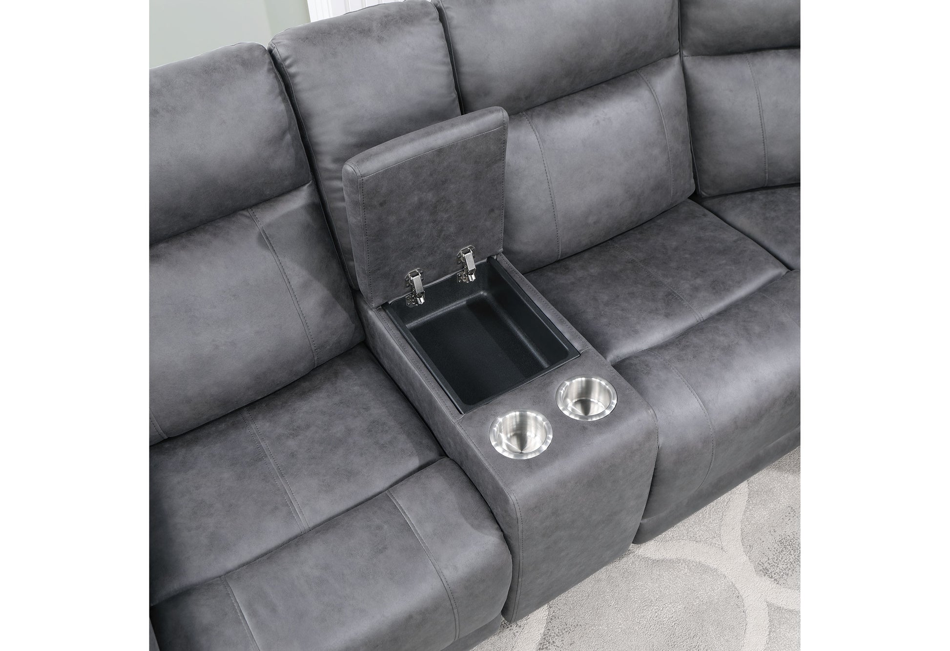 Eco Greige Sectional Gray Fabric 5 Seat