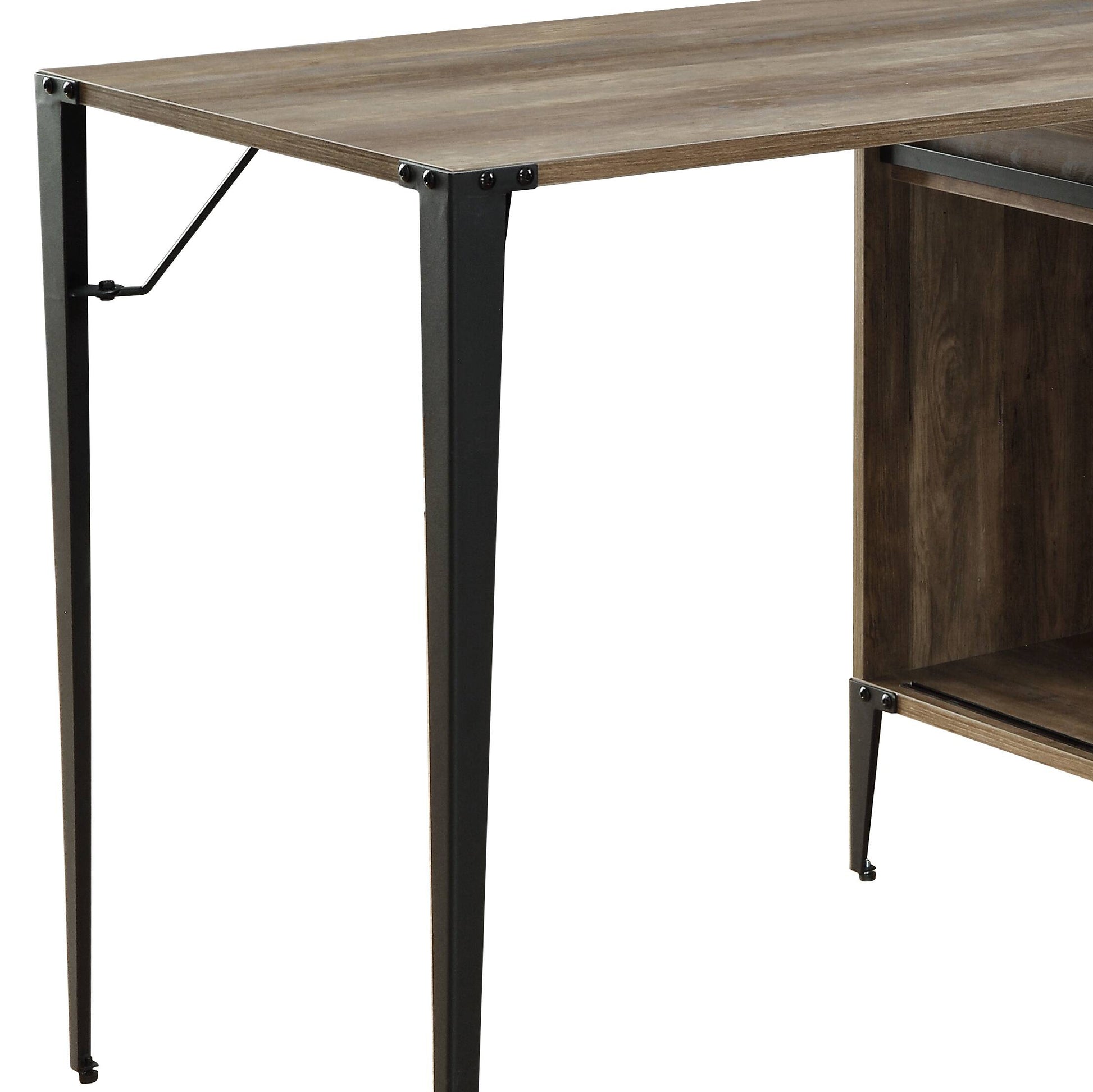 Zakwani 48" Gray Oak & Black Finish Writing Desk Oak Synthetic Wood