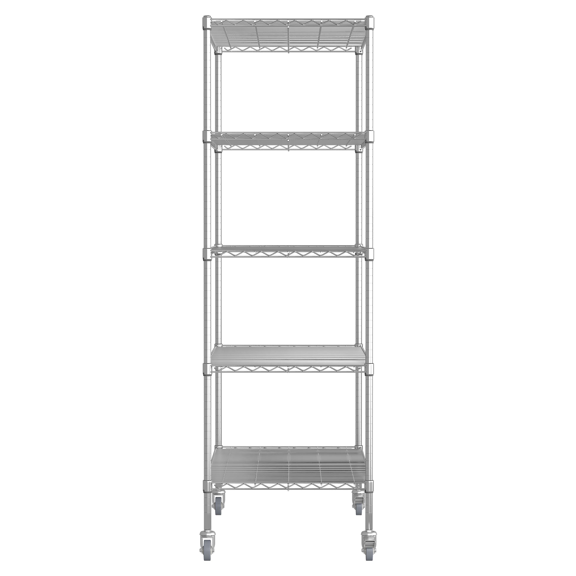 72" H Metal Large Storage Shelves With Wheels, Metal Shelving With Chrome, Adjustable 5 Tier Sturdy Metal Shelves For Storage Shelving,Kitchen,Garage 5 Silver Primary Living Space Metal Modern
