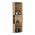 Oban Corner Bar Cabinet With Five Shelveseight Bottle Cubbies And Steamware Macadamia Light Oak Kitchen Modern Particle Board