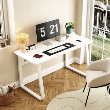 L47.2Inch Computer Desk Table Simple Gaming Table Home Desk Student Writing Desk Bedroom Desk Workbench Desk White Metal