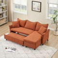 This 80 Inch Orange Corduroy L Shaped Sofa Comes With Two Small Throw Pillows That Can Be Converted Into A Sofa Bed For Storage Orange Corduroy 3 Seat