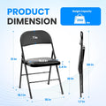 2 Pack Folding Chairs With Leather Padded Cushion Seats & Durable Metal Frame, Comfortable, Foldable, Portable, Commercial Event Seat, Indoor Outdoor For Parties, Home, Office, Black Black Leather