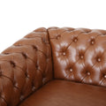 Comfy Arm Chair With Tufted Backmodern For Living Room, Bedroom And Study Brown Pu