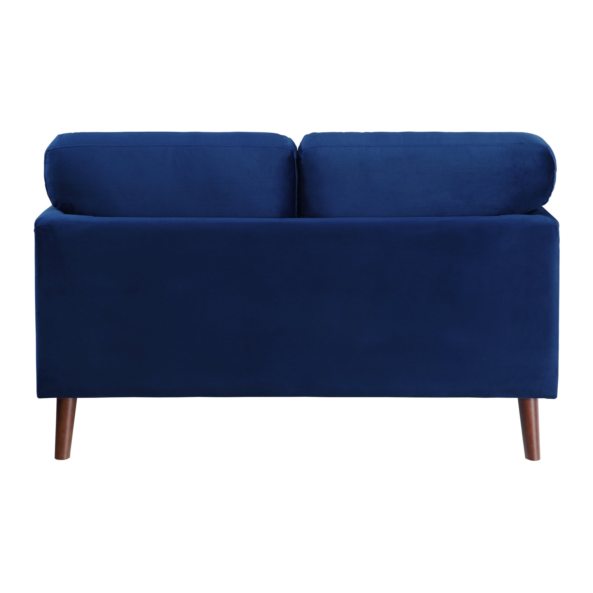 Modern Contemporary Living Room 1Pc Loveseat Blue Velvet Upholstery Dark Brown Legs Solid Wood Furniture Blue Velvet Wood Primary Living Space Modern Solid Wood