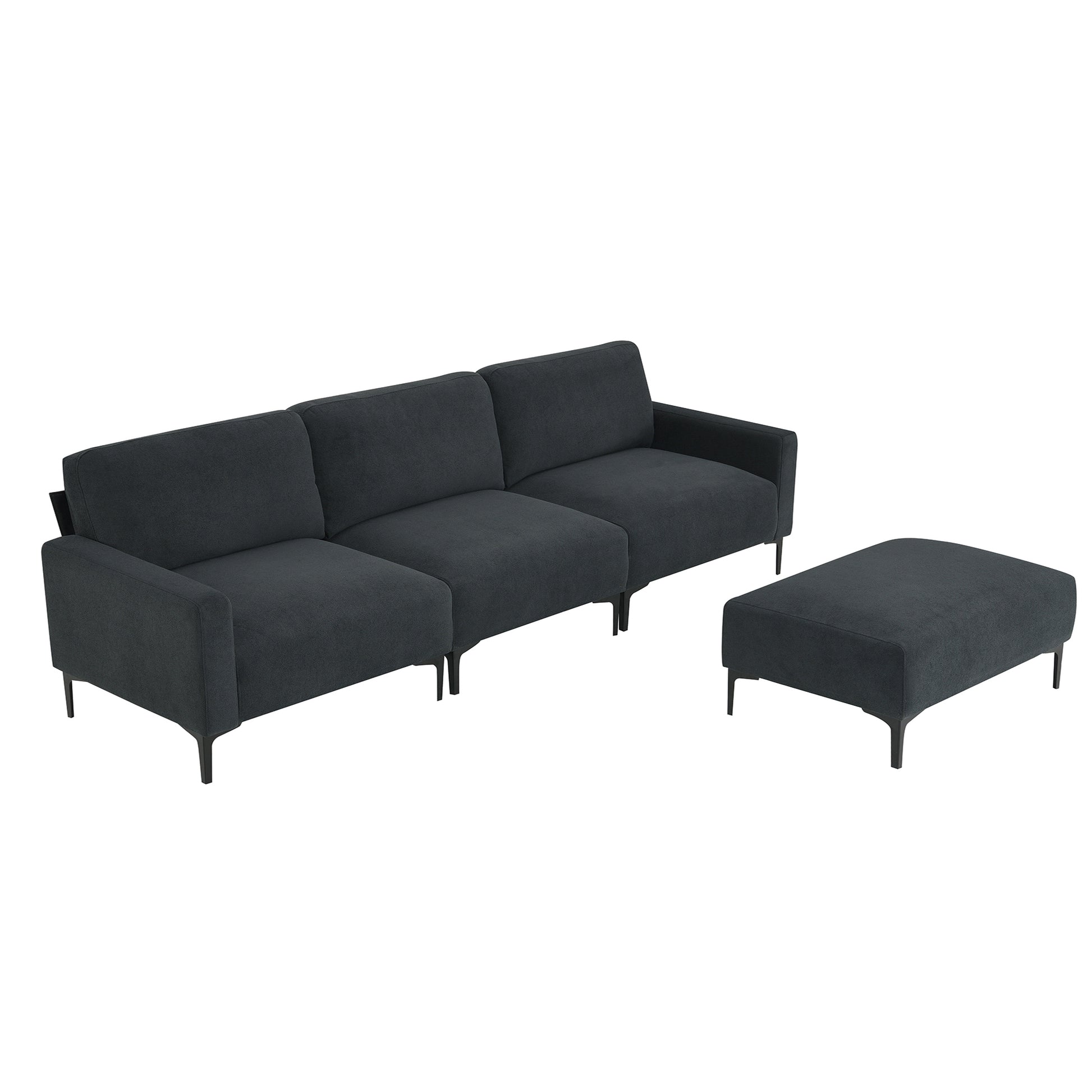 103.5*59" Modern L Shaped Sectional Sofa, 4 Seat Velvet Fabric Couch Set With Convertible Ottoman,Freely Combinable Sofa For Living Room, Apartment, Office,Apartment,2 Colors Dark Grey Velvet 4 Seat