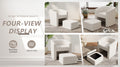 Accent Chair White Sofa Chair One Set, Modern Living Room Side Chair, Single Sofa Chair, Footstool With Storage, Suitable For Bedroom Office Reading Space, Study Cream White Cream White Foam Velvet