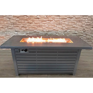 24" H X 54" W Steel Outdoor Fire Pit Table With Lid Gray Garden & Outdoor Modern Stone Steel