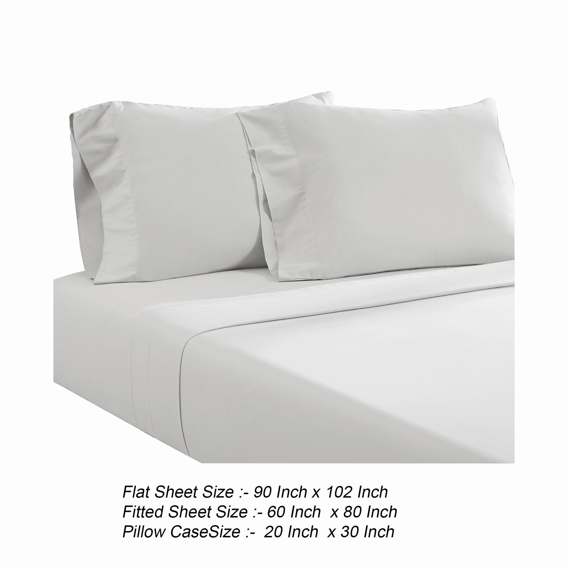 Ivy 4 Piece Queen Size Cotton Ultra Soft Bed Sheet Set, Prewashed, White White Cotton