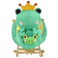 Qaba Kids Ride On Rocking Horse Toy Frog Style Rocker With Fun Music, Seat Belt & Soft Plush Fabric Hand Puppet For Children 18 36 Months Green Plush