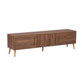 Mid Century Tv Stand With 2 Drawers, Media Console Table For Tvs Up To 80'', Entertainment Center With Storage For Living Room, Bedroom, Home Theatre Walnut Primary Living Space 70 79 Inches 70 79