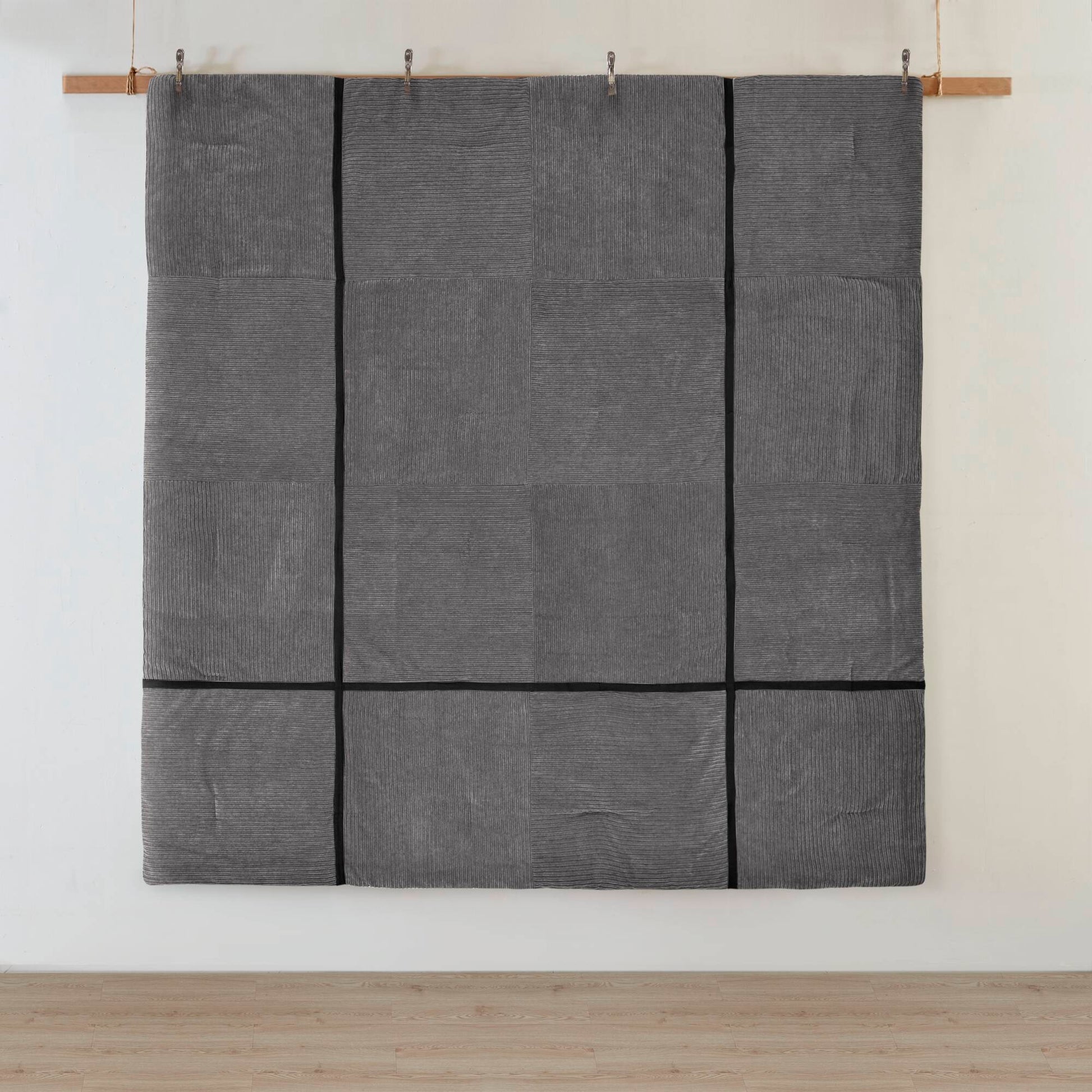 7 Piece Micro Corduroy Comforter Set Grey Cal King Grey Polyester