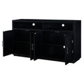 4 Door Classic Sideboard With Open Storage And Adjustable Shelves Perfect For Kitchens, Living Rooms Black Black Mdf