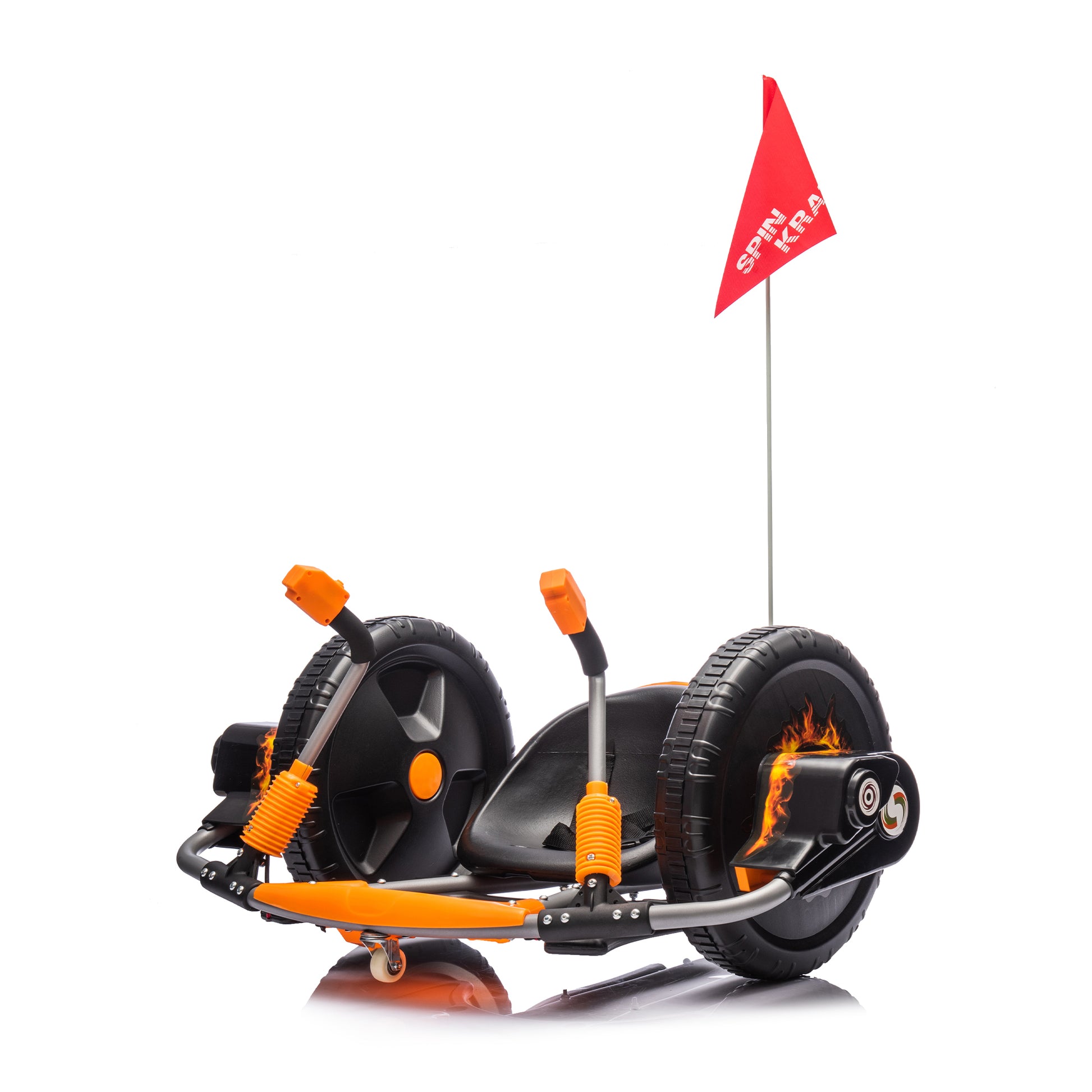 12V Kids Ride On Electric Toy,2Wd,16'' Exaggerated Wheel,Dual Handle Control For 360 Degree Flexible Steering And Rotation,Solid Metal Frame,Provide A Speed Of 4.66 Mph For Kids Aged 6 . Orange 50 99 Lbs Polypropylene