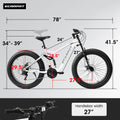 A26309 26 Inch Mountain Bike,Full Suspension 21 Speeds Drivetrain With Disc Brake Mtb Bicycle, 26*4