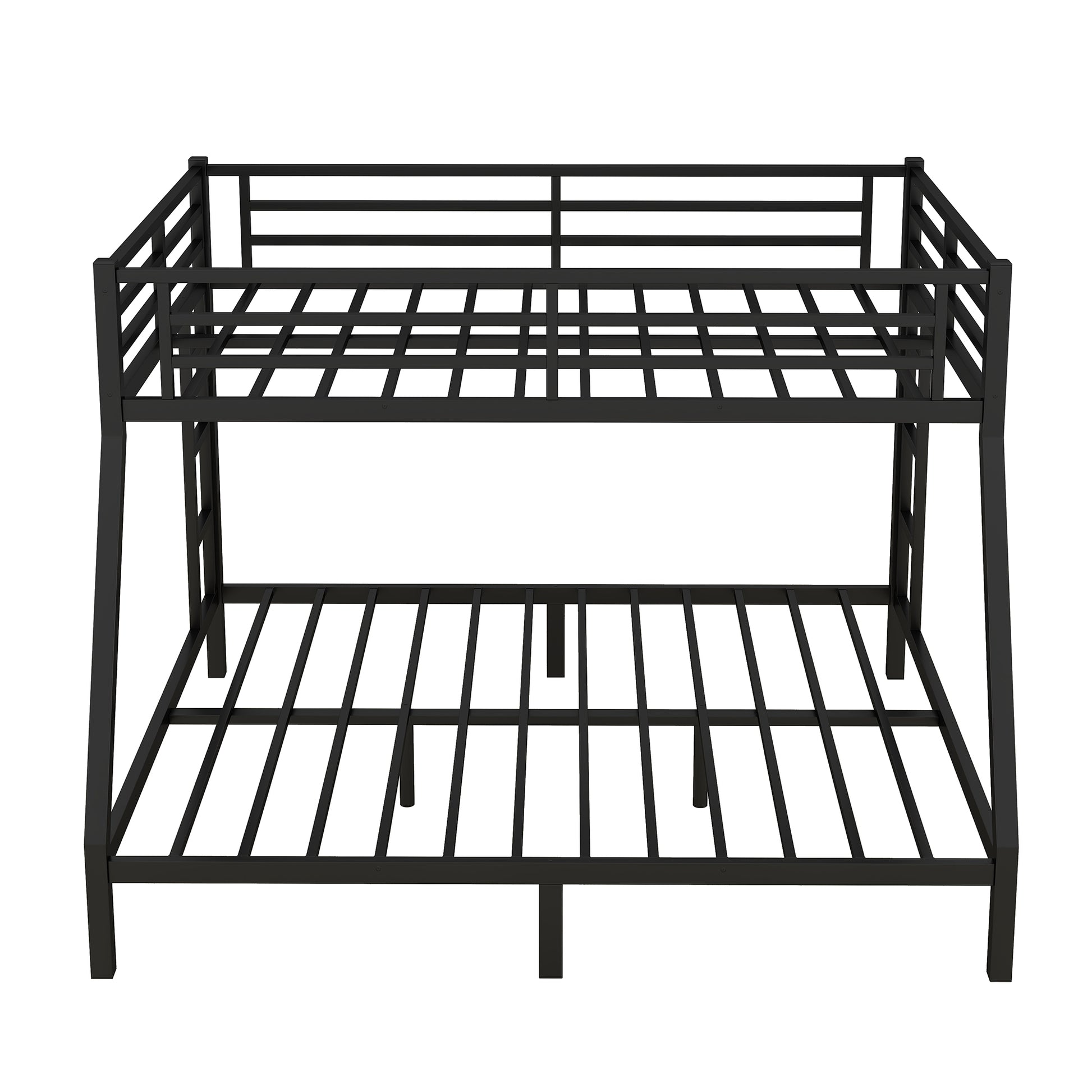 Metal Full Xl Over King Bunk Bed For Teens And Adults,Space Saving Noise Reduced No Box Spring Needed, Black Full Xl Black Metal