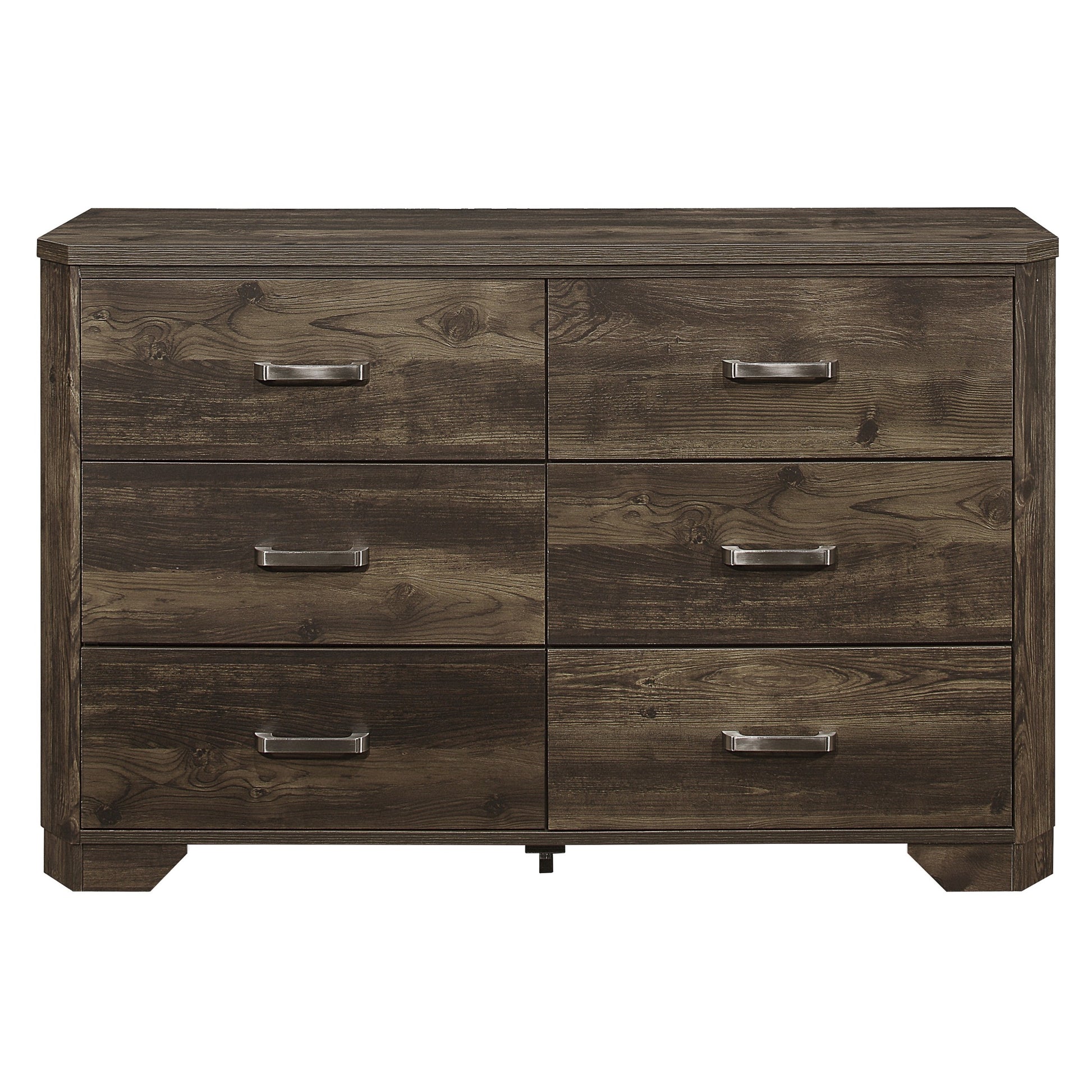 Rustic Brown Finish Dresser With Storage Drawers Clipped Corners Transitional Style Wooden Bedroom Furniture 1Pc Brown Bedroom Transitional Wood