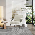 Fx P91 Wt Sofa Chair Modern White Accent Chair With Metal Frame Stylish Upholstered Single Sofa, Perfect For Living Room, Bedroom, And Office Decor Temu Suitable White Linen