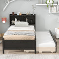 Twin Bed With Bookcase,Twin Trundle,Drawers,Espresso Twin Espresso Pine