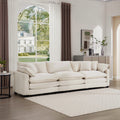 Mid Century Modern Sofa 3 Seater Sectional Sofa With 2 Arm Pillows And 3 Throw Pillows, Light Beige Corduroy Fabric Beige Corduroy 3 Seat
