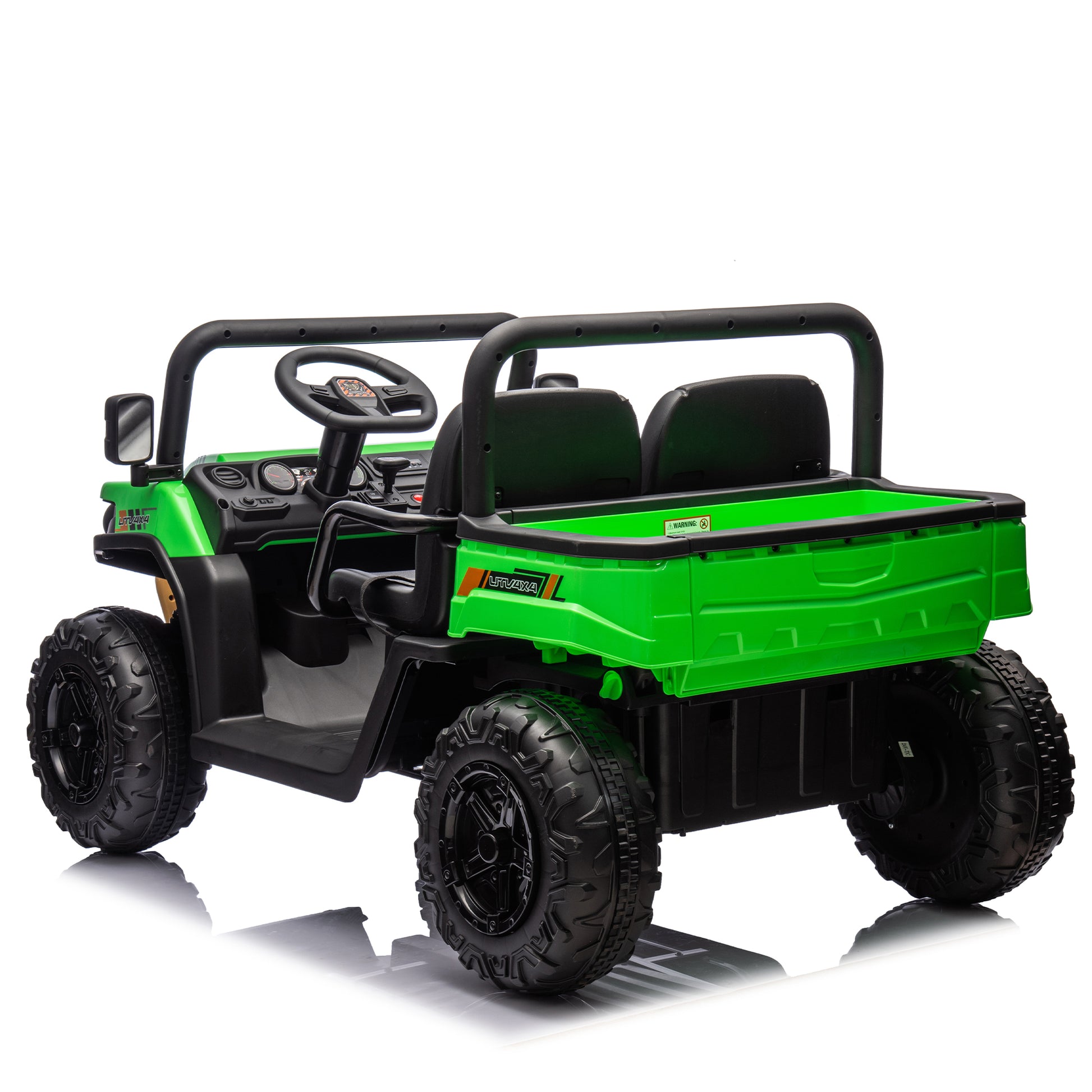 24V Xxxl Kids Ride On Utv W Parents Remote Control,Two Seater,Automatic Tipping Bucket,Rear Wheel Suspension,Slow Start,Portable Handle,Safety Belt,Led Light,Usb,Mp3,Bluetooth,Horn For Kids Aged 3 8. Green 50 99 Lbs Polypropylene