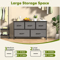Simple Deluxe 5 Drawers Dresser For Bedroom, Kidsroom Furniture, Wide Chest Of Drawers, Storage Organizer Units With Fabric Bins For Closet, Metal Frame, Waterproof Wood Top, Adjustable Feet, Gray