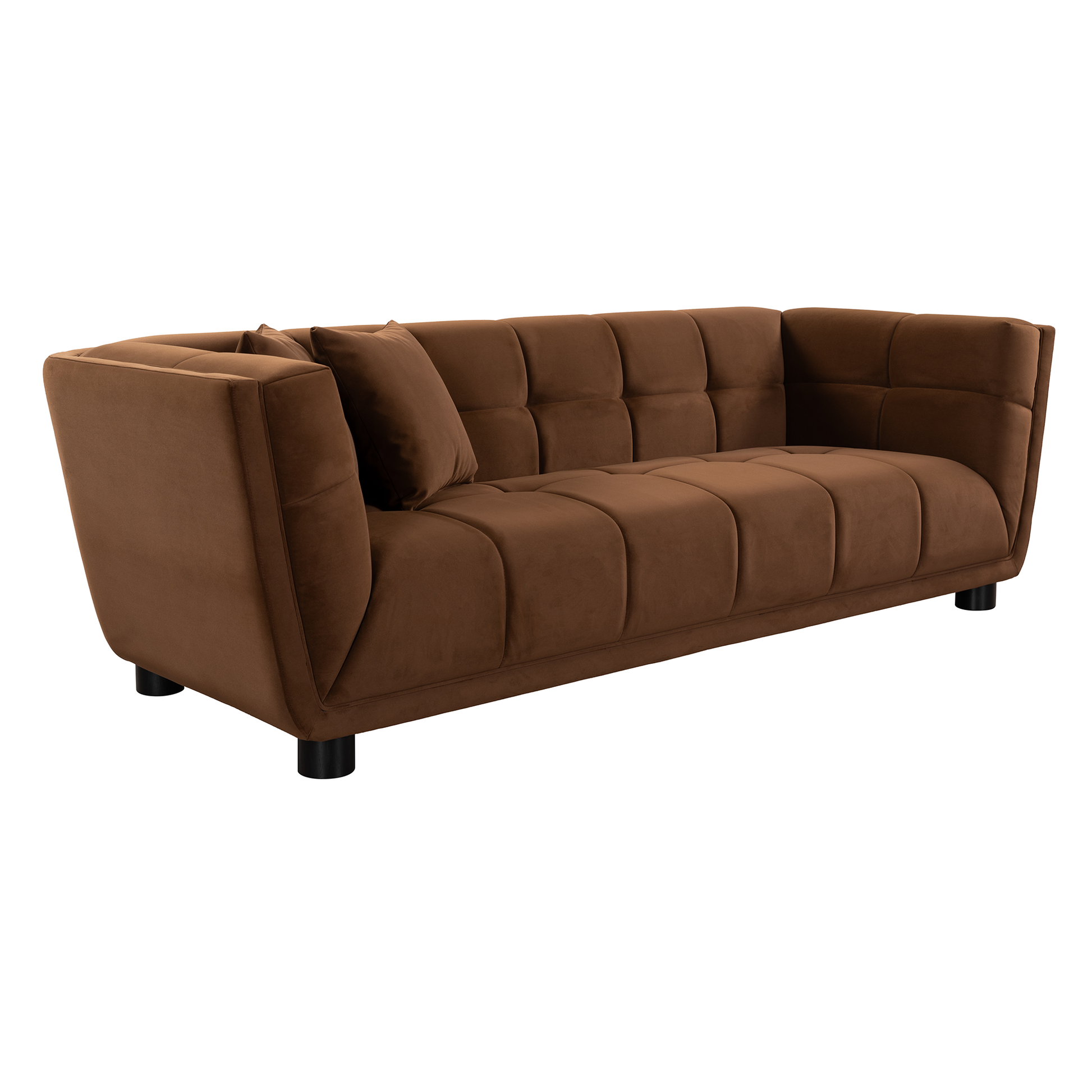 Wks13 Mid Century Modern Style: Camel Sofa Simple, Small Square Design, Velvet Fabric Texture Smooth, Retro Fashion, Solid Wood Feet, 2 People Design Camel Retro Broadcloth Pleat 2 Seat