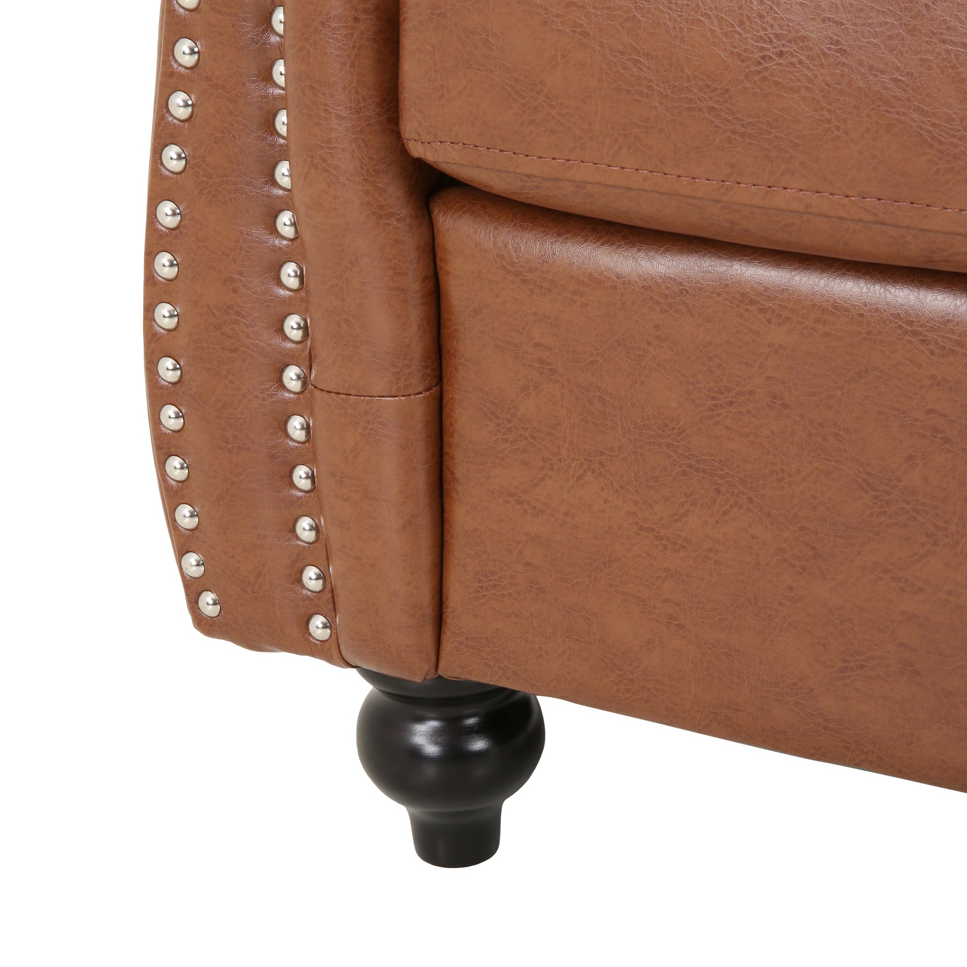 Mirod Tufted Accent Chair ,Pu,Living Room Light Brown Pu