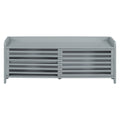 Distressed Shutter Storage Bench With Acacia Veneer For Retro Charm For Living Room, Entryway Grey Grey Mdf