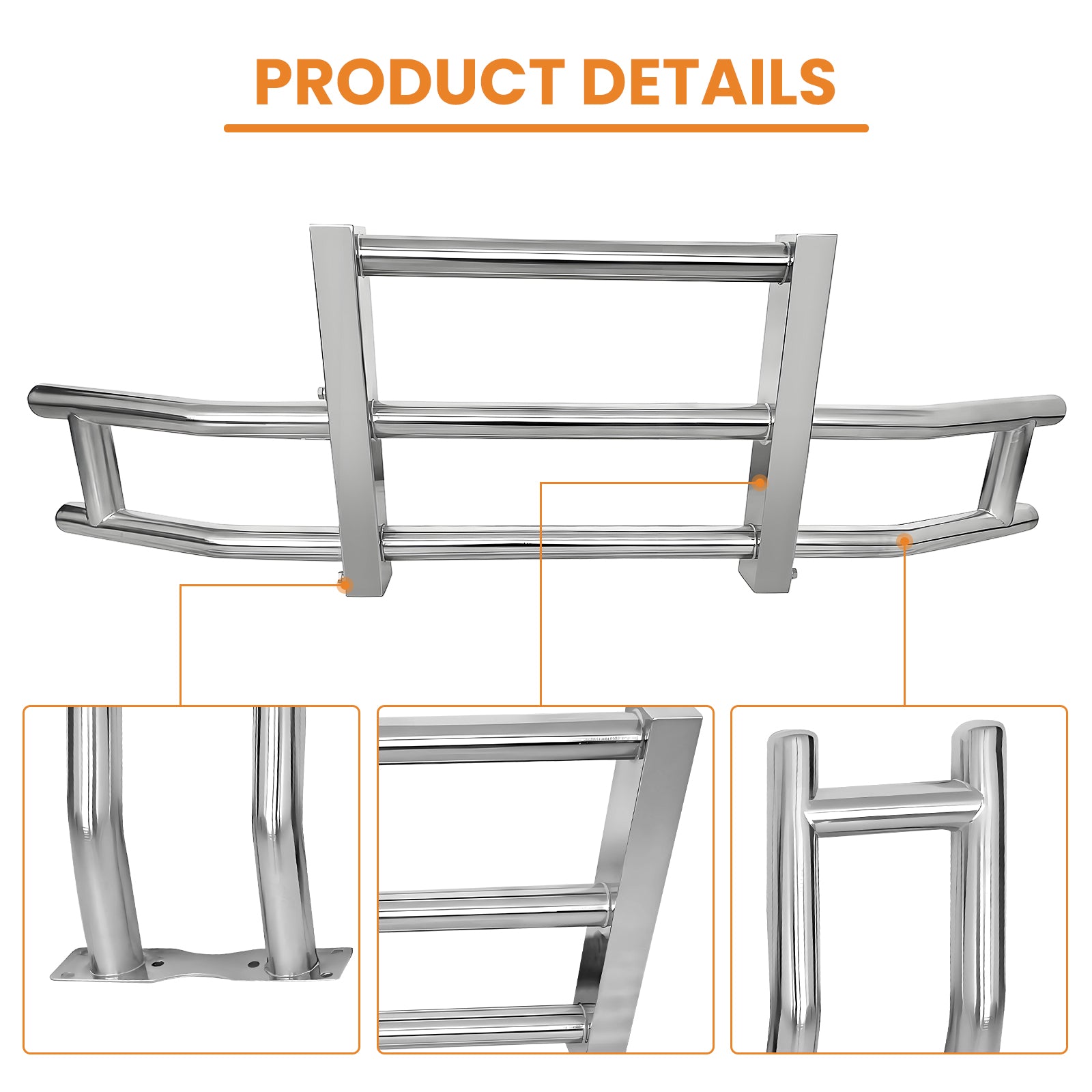 Stainless Steel Deer Guard Bumper For Kenworth T680 2008 2021 With Brackets Chrome Stainless Steel