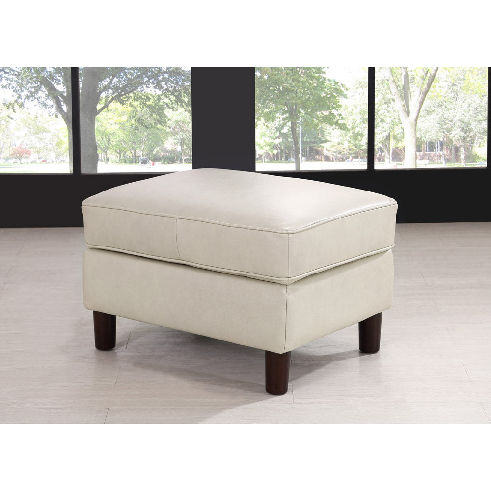 Bella Leather Storage Ottoman Beige Memory Foam Genuine Leather