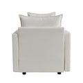 Chenille Fabric Comfy Deep Single Seat Sofa Upholstered Reading Armchair Living Room White Foam Chenille 1 Seat