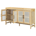 Sideboard Rustic Buffet Cabinet, Sideboard Cabinet With Decorative Rattan Doors, Buffet Cabinet With Storage For Entryway Dining Room Kitchen Living Room, Natural Natural Mdf