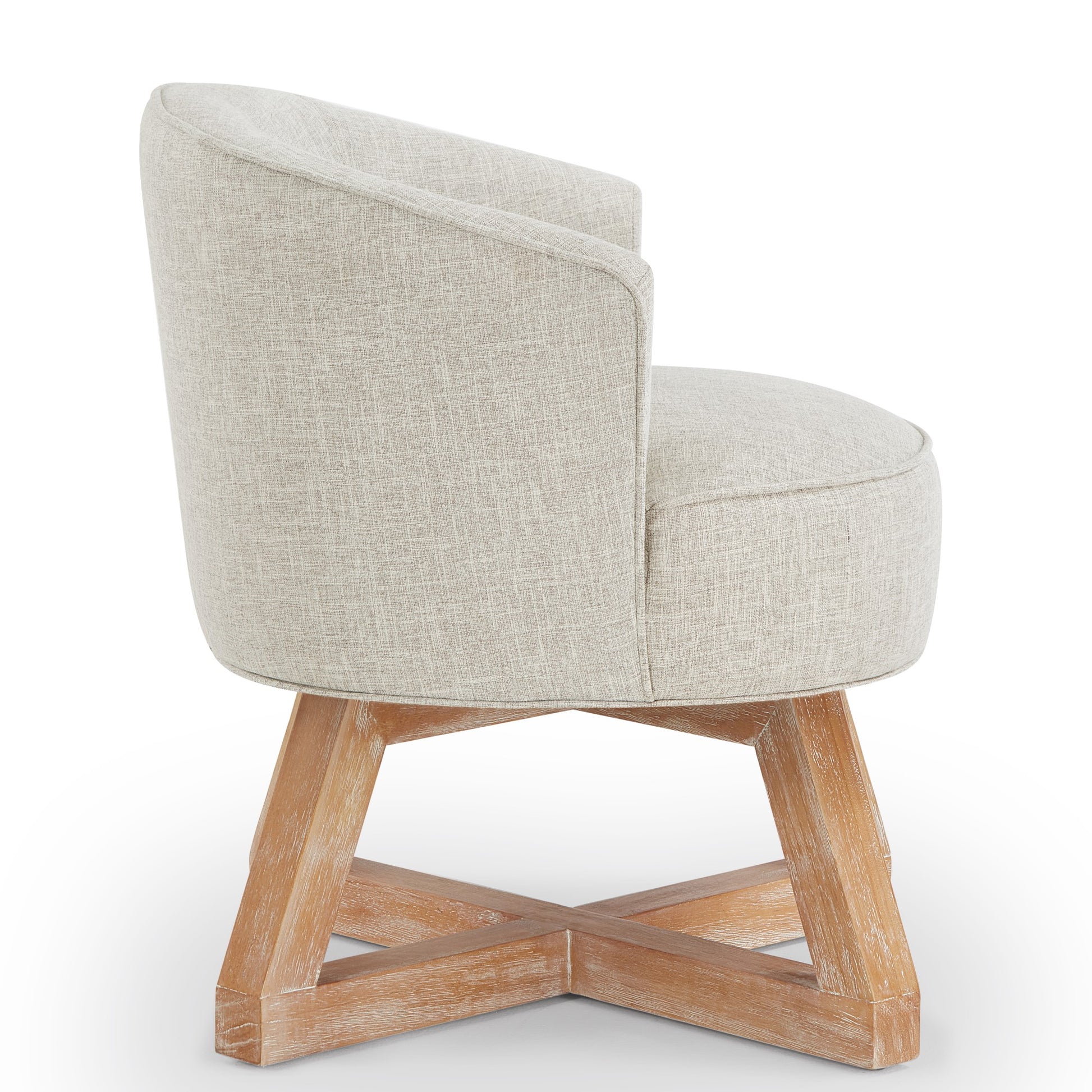Swivel Chair With Cross Shaped Wooden Base,Lounge Chair With Solid Wood Legs, 360 Freely Swivel Chairclassic Linen Fabric For Living Room, Bedroom, Office, Dresser Light Gray Light Gray Primary Living Space American Design,Artsy,Classic,Modern Rubberwood