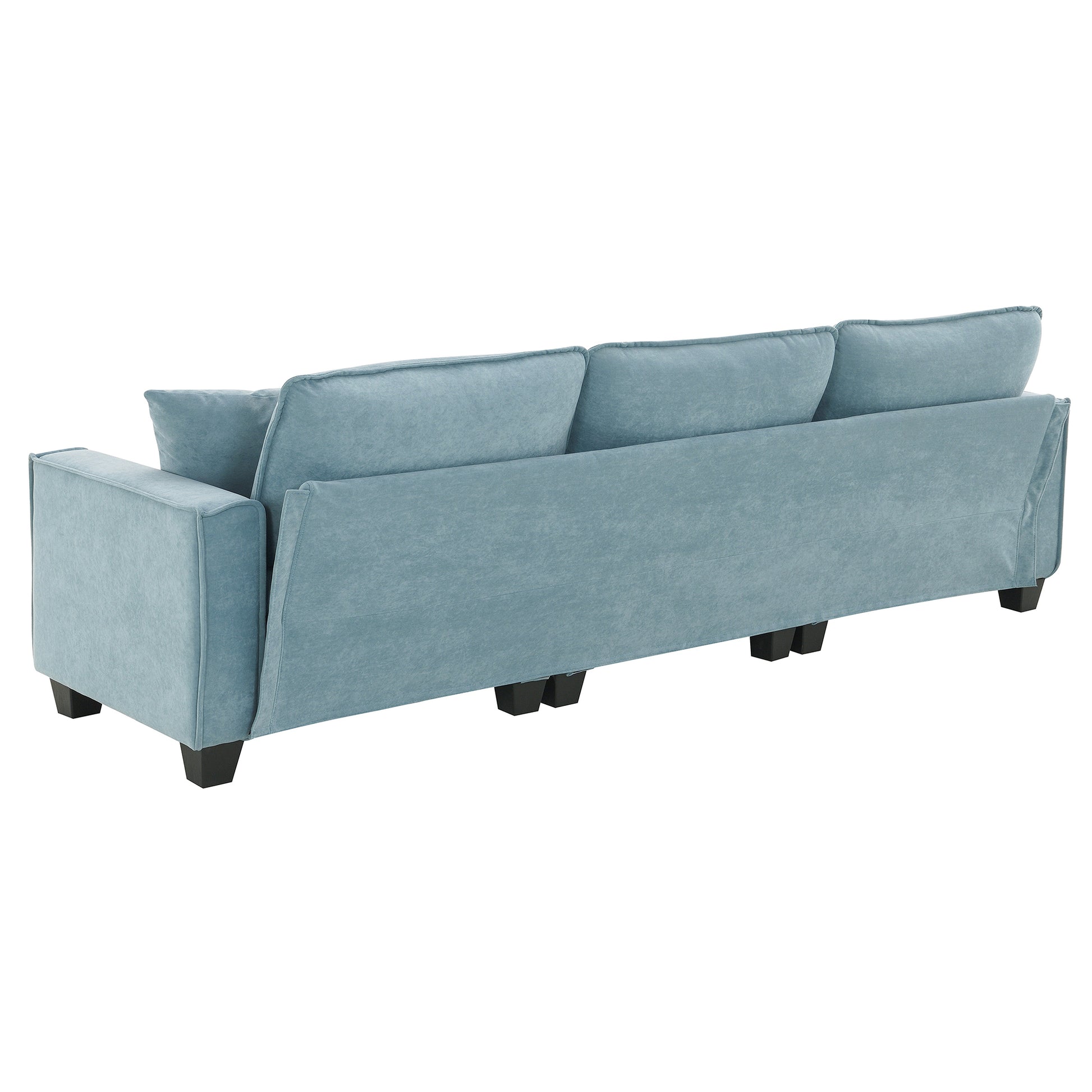 100*59" Modern Convertible Sectional Sofa,L Shaped Reversible Couch Set With Free Pillows,4 Seat Suede Velvet Sleeper Sofa With Ottoman For Living Room,Apartment,Office,3 Colors Light Blue Suede 4 Seat