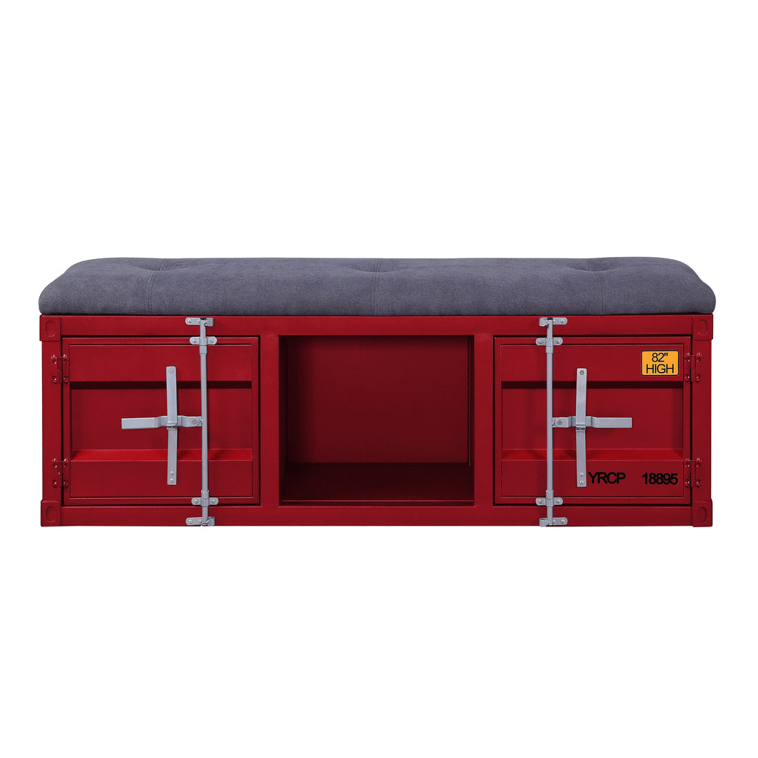 Grey And Red Storage Bench Grey Red Bedroom Shelves Metal